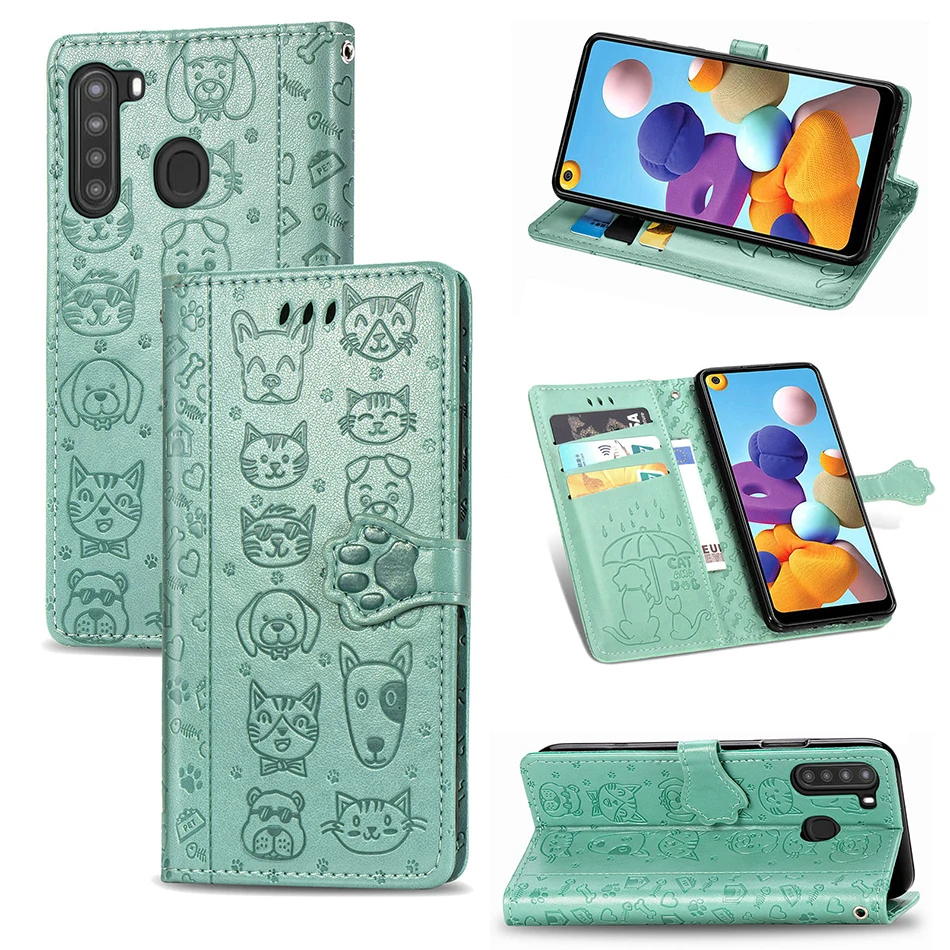 Embossed Cartoon Lanyard Cover For Huawei Y8P Y8S Y6P Y5P P Smart Plus Z P40 Lite E Honor 9C 9A 9S Nova 5T 7 SE PU Leather Case huawei phone cover