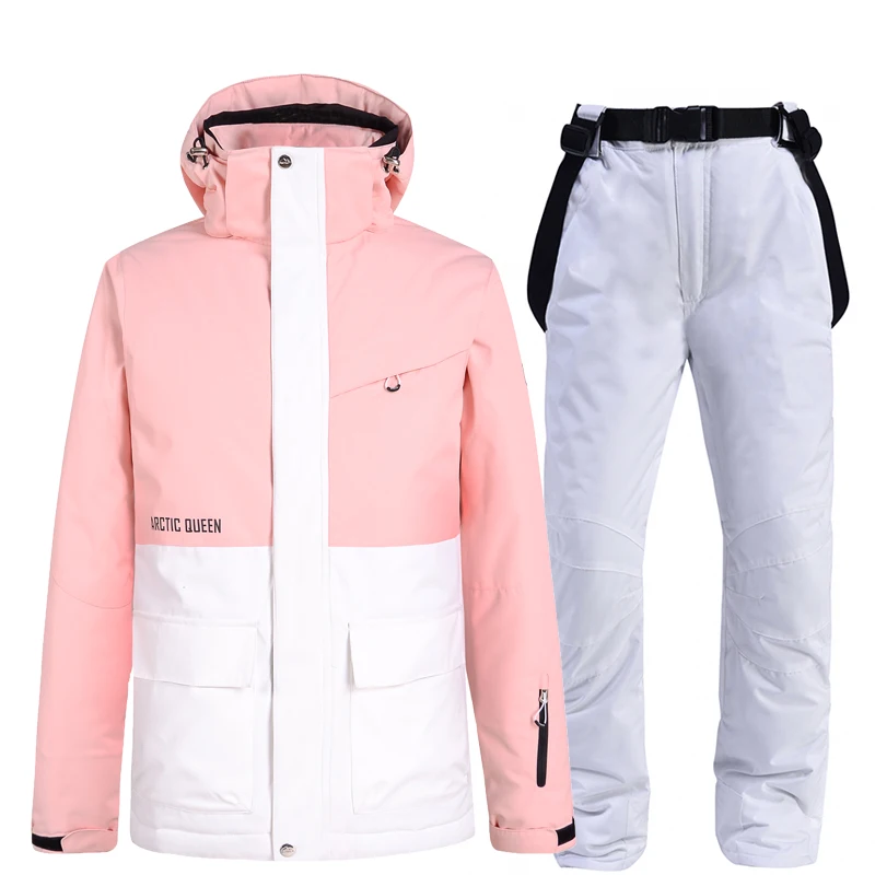 HOTIAN Pantalones de esquí para mujer, impermeables, resistentes al viento, transpirables, para exteriores, para invierno, cálidos, para esquí de fondo, morado, S