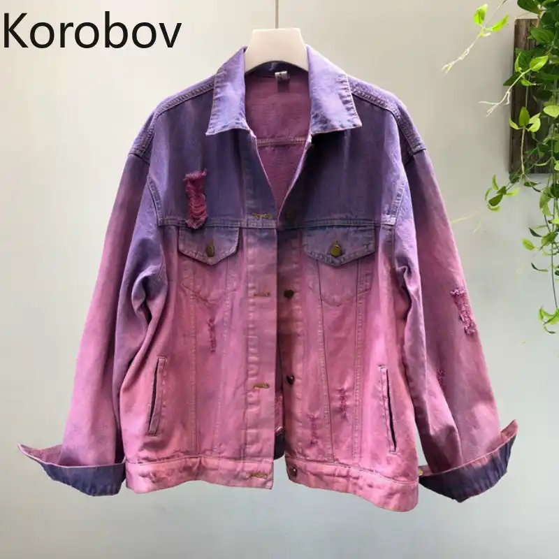 pink patchwork denim jacket