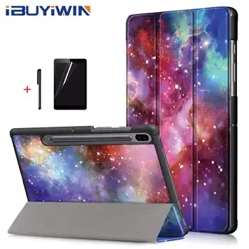 

Colorful Painted Smart PU Leather Cover for Samsung Galaxy Tab S6 10.5 SM-T860 SM-T865 10.5" Tablet Funda Capa Case+Film+Pen