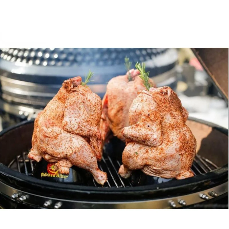 Ceramic Chicken Roaster Rack, Beer Can Chicken Stand Vertical Poultry Cooking BBQ Accessories, Non-Stick Ceramic Steamer