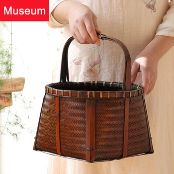 

Mu Shan Bamboo Weaving Cabas Cabas Fruit Basket Basket Teahouse Accept Basket Basket Chinese Style Do Used Cabas