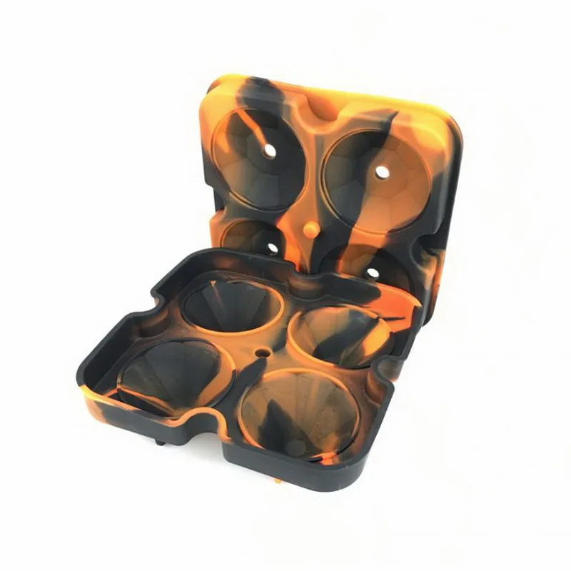orange and black 4 полости, Алмазная форма, 3D форма для льда, Экологичная, вечерние, силиконовые поддоны для кухни, инструменты, форма для шоколада - Цвет: orange and black