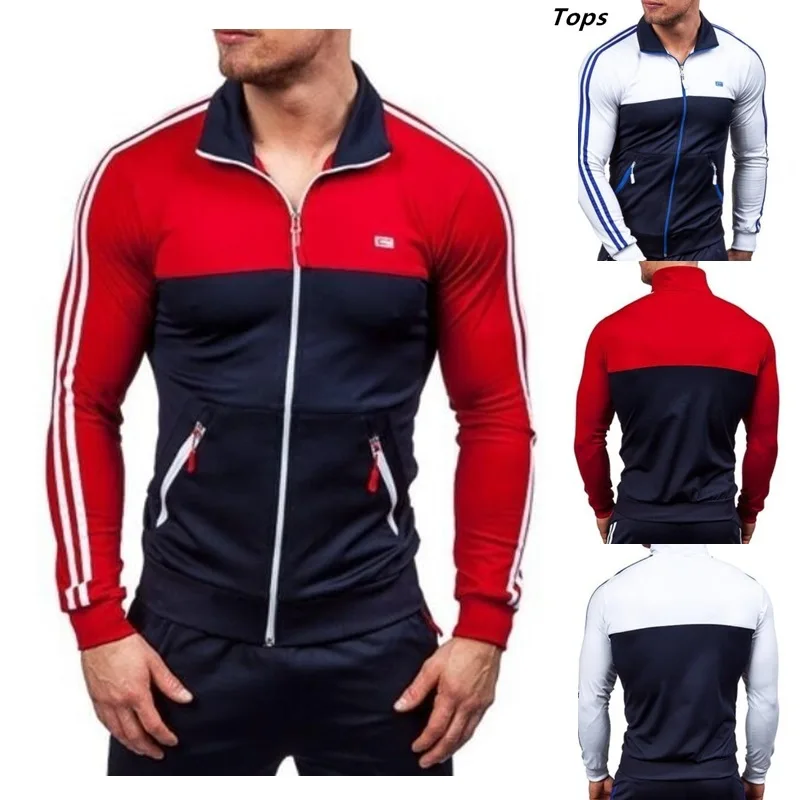 

New Brand Tracksuit Men Set Spring and Autumn Suit Men Sweatwear Suit Fashion Personality Clothing Leisure Sets White Red