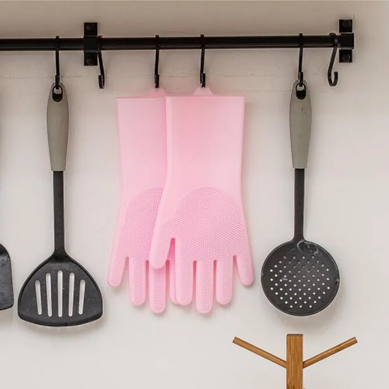 1 пара силиконовых чистящих перчаток, кухонные аксессуары, не болят руки, перчатки для мытья посуды, бытовые скрубберы, кухонные чистящие инструменты