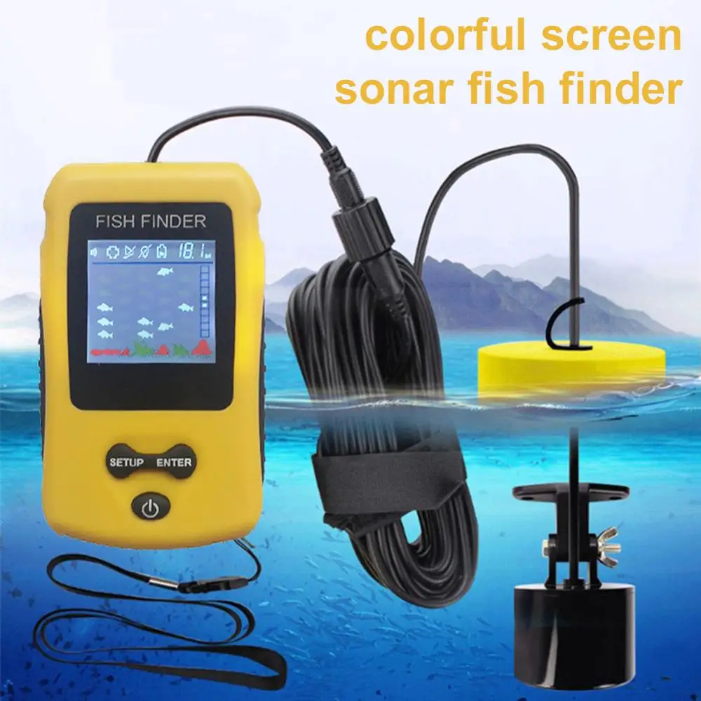 Professional Handheld Fish Finder Portable Fishing Sonar Sensor Fishfinder for Fish Depth Detection Orange 