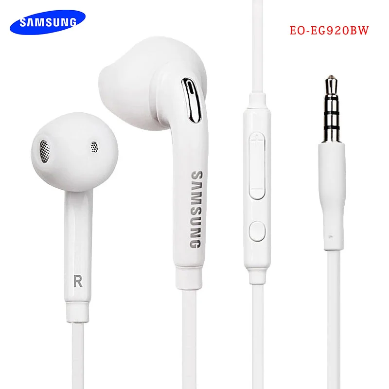 Fone de ouvido samsung eg920 de 3.5mm, fones intra auriculares, grave profundo, com microfone/controle remoto para galaxy s6 s7 s8 s9 s10 note 4 5 8 9