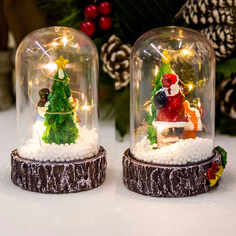 

Snow Ball Night Light Decorative Ornaments Glass Cover Lighting Reindeer Christmas Tree Atmosphere Ornaments Home Decoration