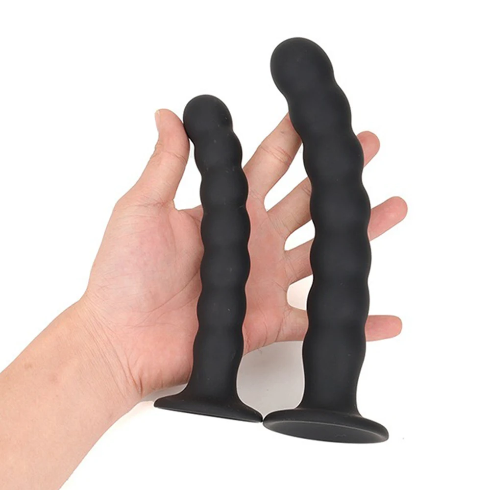 Plug anal et masseur de prostate avec dildo perles en silicone_voghion.com