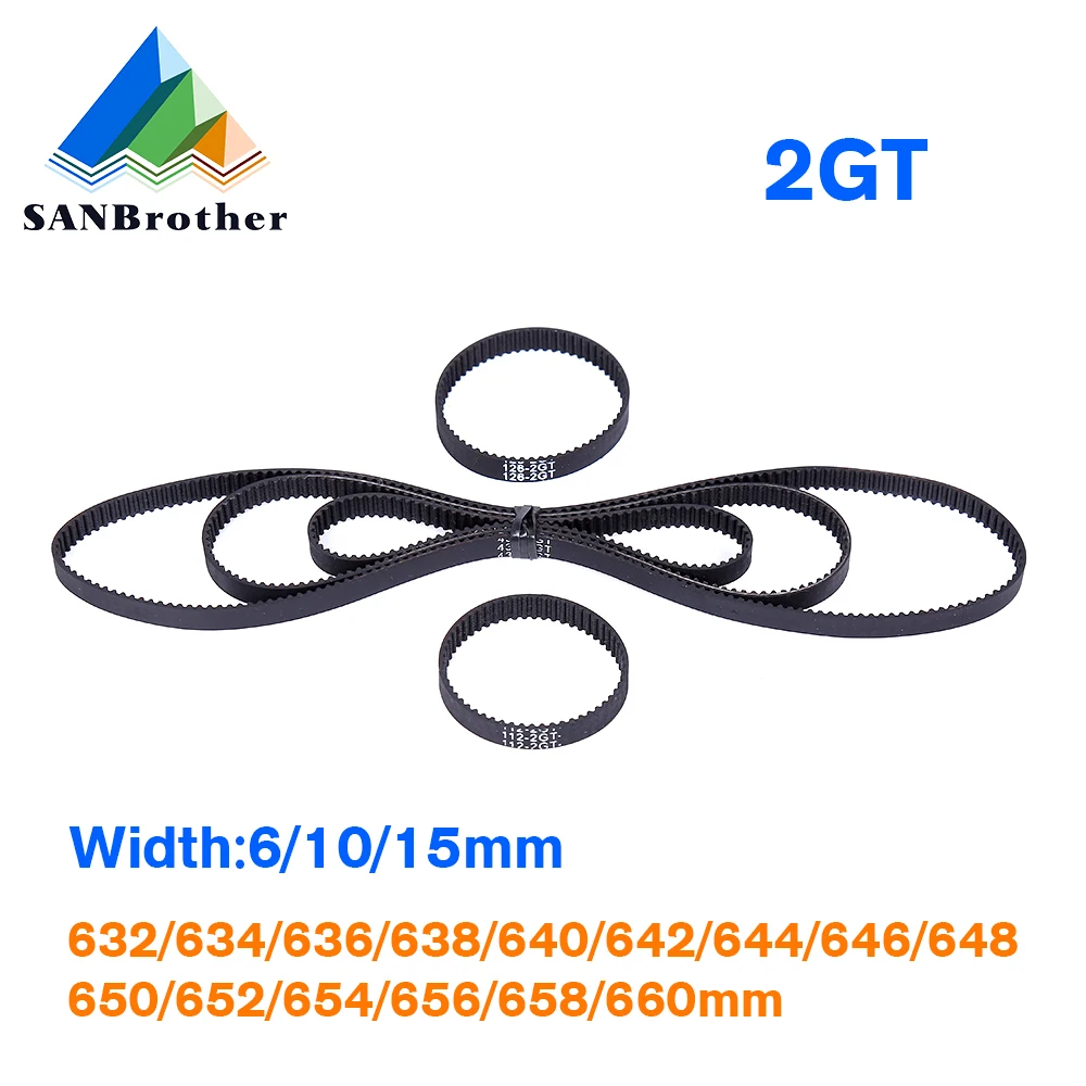 

3D Printer Belt Closed Loop Rubber GT2 Timing Belt 2GT-6 660 650 640 632 636 644 648 652 654 656 658 642 364mm Width 6/10/15mm