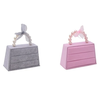 

Velvet Suede Ring Earrings Organizer Ear Studs Jewelry Display Stand Holder Rack Showcase Plate Fashion Jewelry Box Case Casket