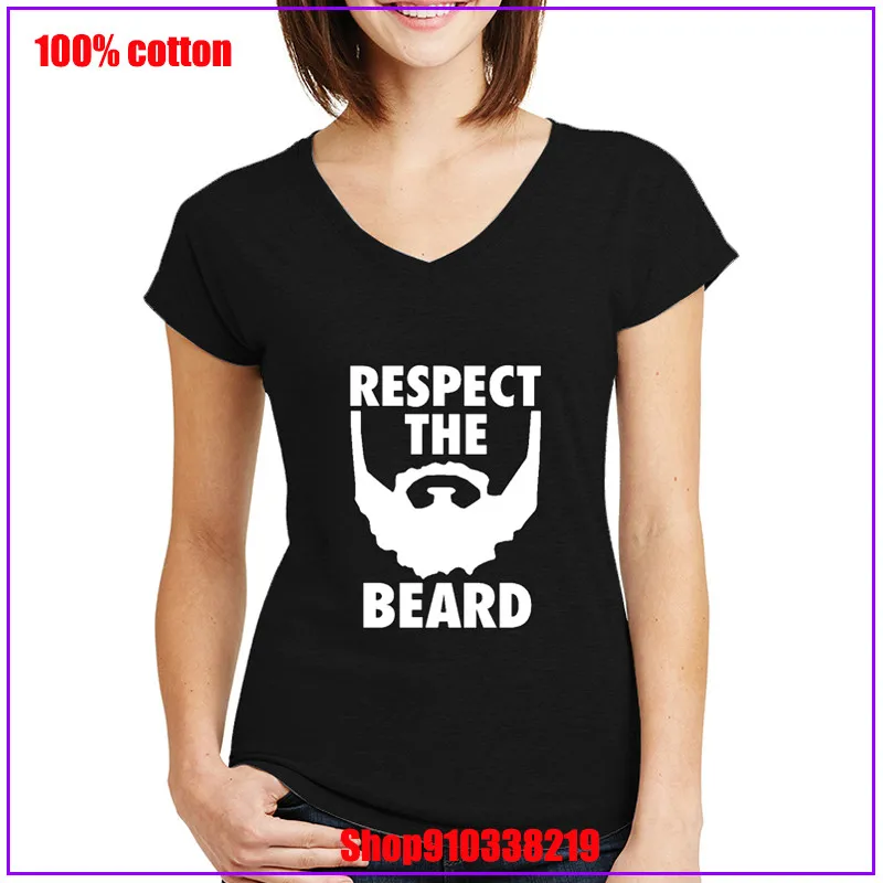 Женская белая футболка с принтом Respect the beard летняя коротким рукавом Kawaii 2020 |