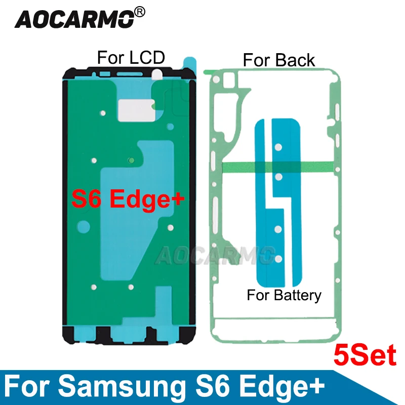 Aocarmo 5 шт./лот наклейка на задний и передний ЖК-экран клей для Samsung S6 Edge + Plus Запасная