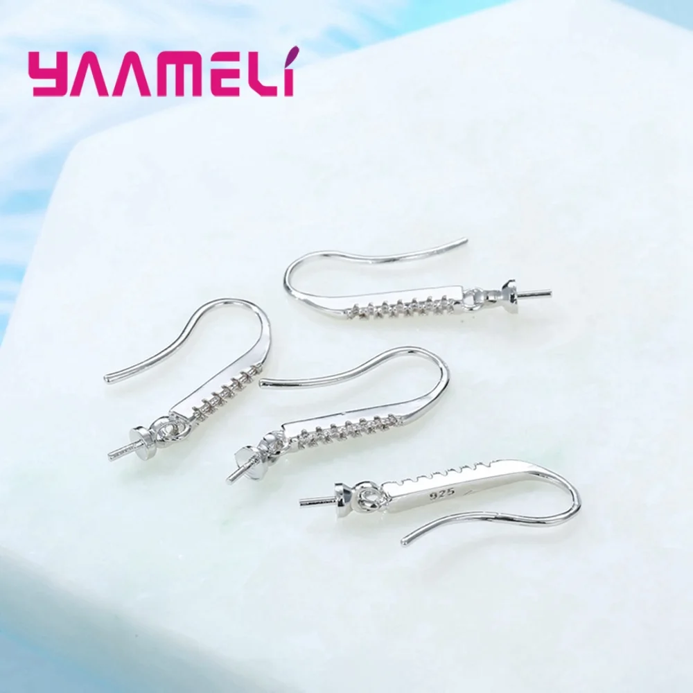 925 пробы серебро с AAA циркония ювелирных изделий крюк заушники для DIY серьги делая аксессуары компоненты