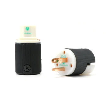

Pair Hi-end Hubbell HBL8215C red copper US version audio power plug,Hifi audio USA AC cord power plug