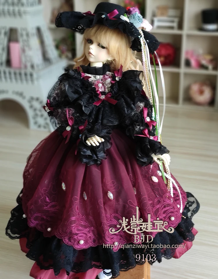 1/4 1/3 BJD платье в западном стиле+ шляпа набор аксессуары для кукол для BJD/SD MSD SD13, не включает в себя куклы, обувь, парик и другие E2693