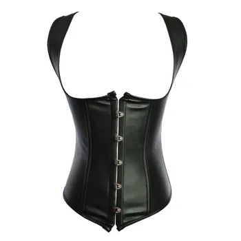 

Black Gothic Faux Leather Underbust Corset Waist Cincher Bodyshaper Lace up Boned Plus Size S-6XL