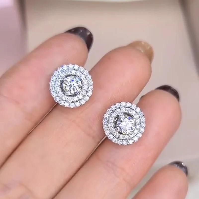 Серьги-гвоздики Huitan женские модные ослепительные круглые ювелирные украшения со