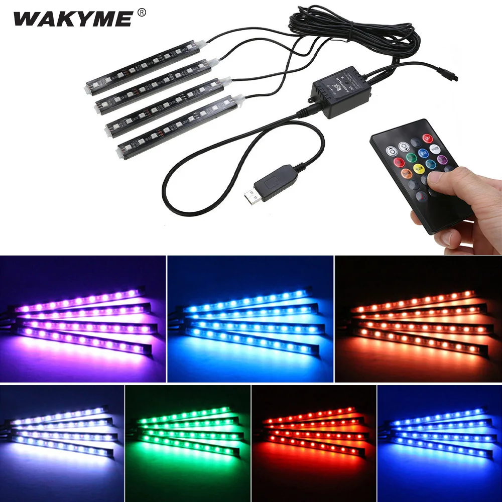 WAKYME 4 шт. автомобильный RGB светодиодный светильник DC5V LED Автомобильный Стайлинг