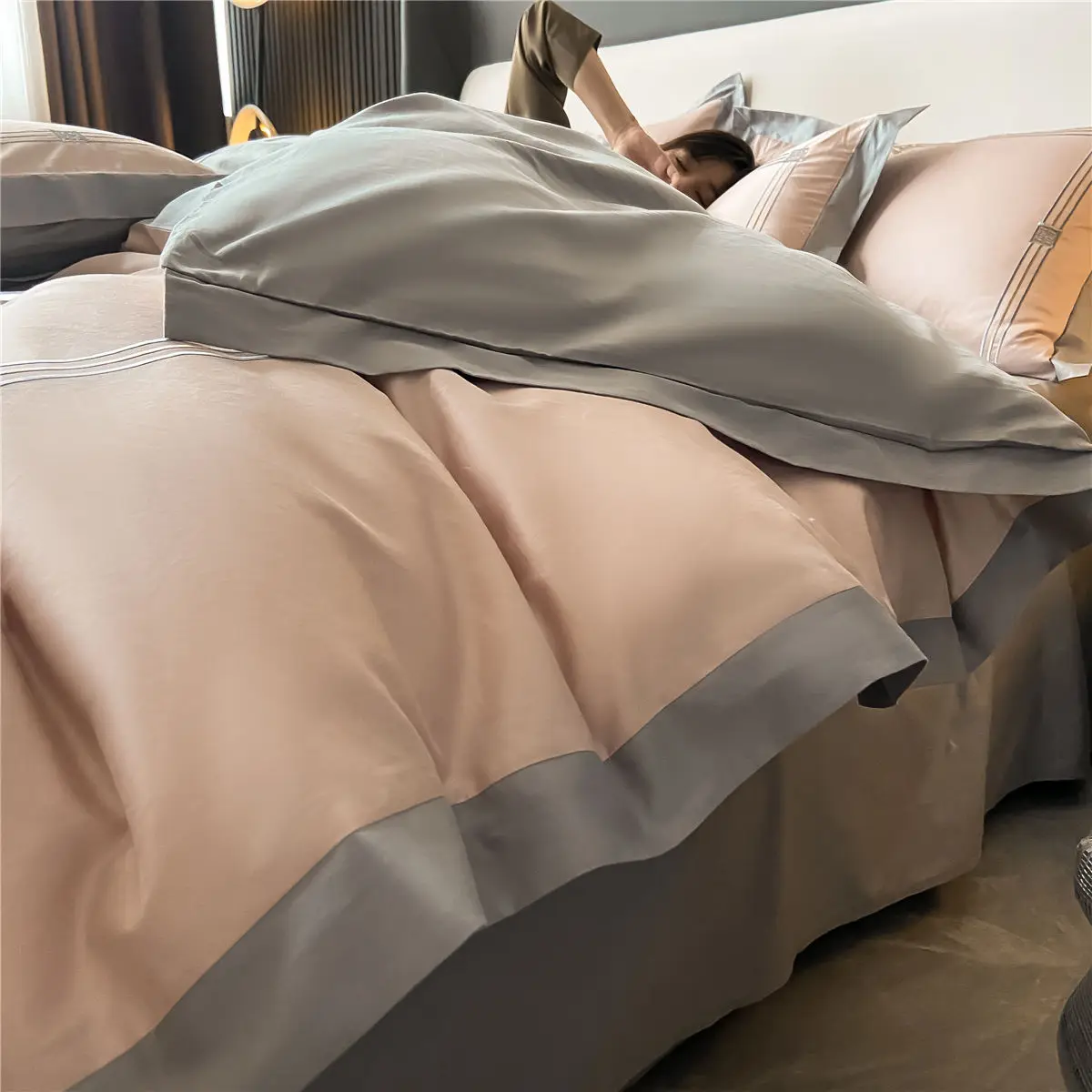 OLOEY Bedding set Egyptian cotton 100S Phnom Penh duvet cover flat sheet pillowcases Soft bed sets Embroidery