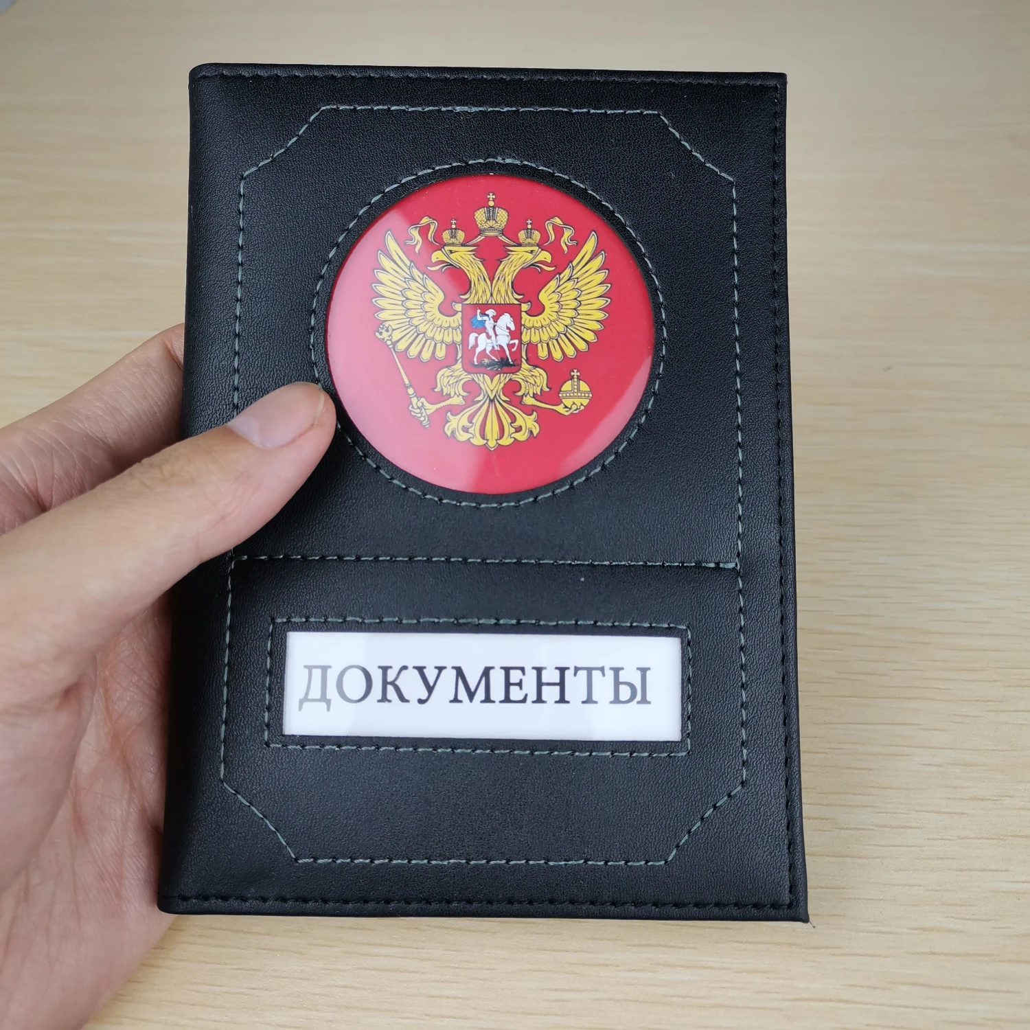 black Чехлы из искусственной кожи для авто документов с прозрачными вставками из ПВХ для документов - Цвет: black