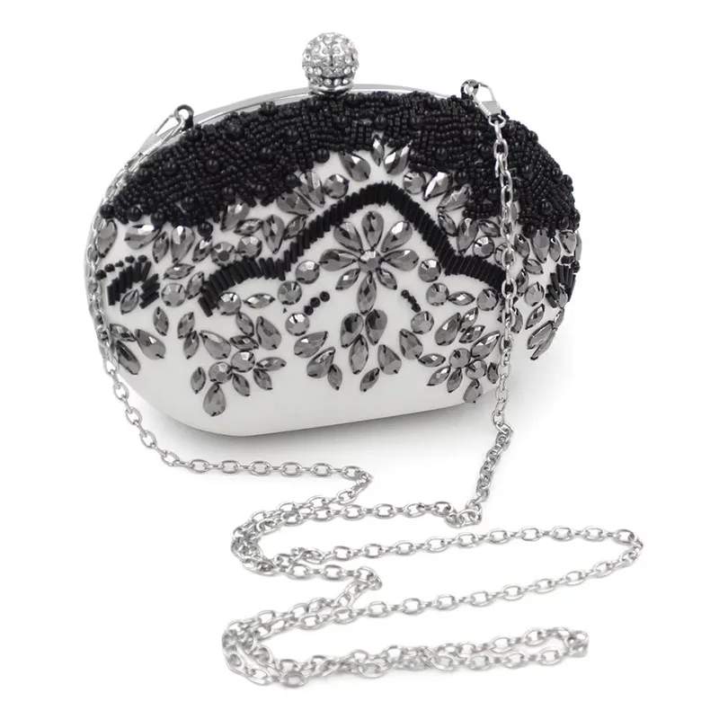 ABDB-Black High-Grade Beaded Evening Bag Handmade Pearl Diamond Evening Bag Evening Dinner Clutch