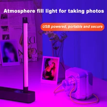 

RGB Colorful Atmosphere Night Light LED Fill Light Portable Photography Lighting Stick USB Powered Selfie Lamp With Base Luze