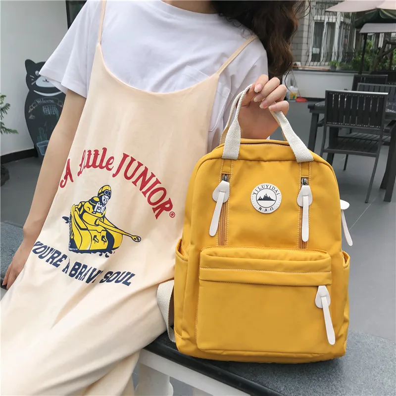

Dcimor mochila de nylon impermeÃ¡vel, mochila feminina com fivela e anel para adolescentes, mochila escolar com zÃ­per vertical