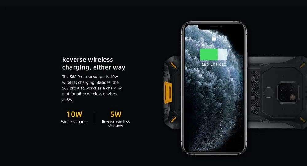 DOOGEE S68 Pro IP68 водонепроницаемый мобильный телефон Helio P70 Восьмиядерный 6 ГБ 128 Гб Беспроводная зарядка NFC 6300 мАч 12V2A зарядка 5,84 дюймов