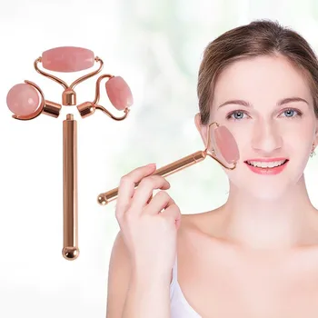 

Face Roller Massager Kit Wrinkle Removal Skin Care Quartz Replace Rollers Beauty Tools Scraping Board Three Heads One Pole