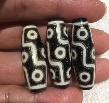 

Treasure Magic Power Power Tibetan Old Oily Agate 9 Eye of Kingdom Gold Inlaid dZi Bead Amulet Fit For Bracelet