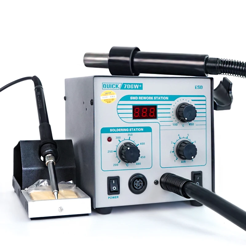 

Brneaci Quick 706W+ 2IN1 Desoldering Station Intelligent Digital Display Double USE Hot Air Gun Anti Static Iron