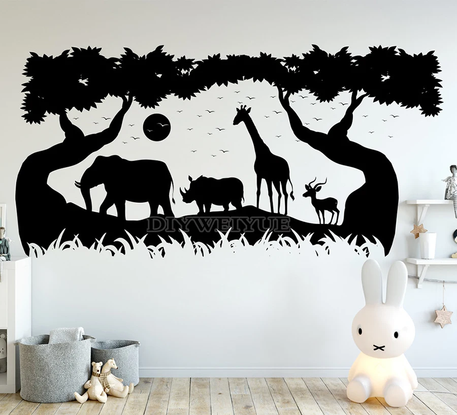Wildlife Park Wall Decals Pattern Nursery Decor Vinyl Stickers for Kids Room Decoration Wallpaper Z794 | Дом и сад