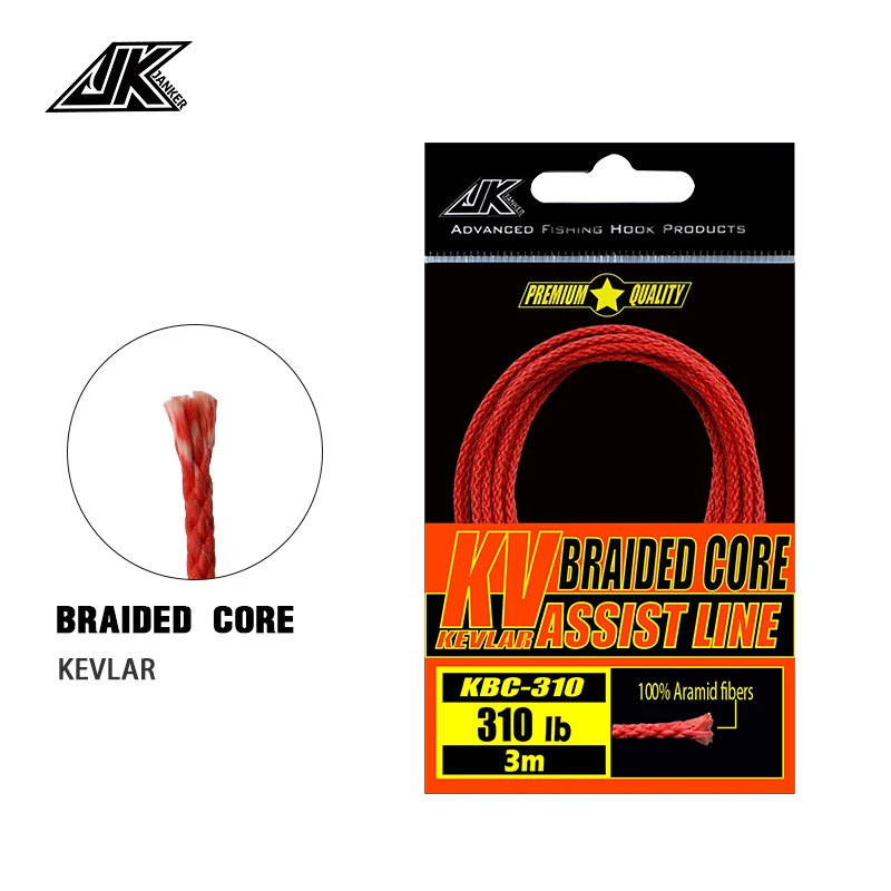Jk Kbc 100/150/190/230/310Lb Assist Linea Kevlar Forte Intrecciato 8 Strand Tesse Rosso Linea Di Pesca Vincolante Jigging Gancio Assist Di Richiamo