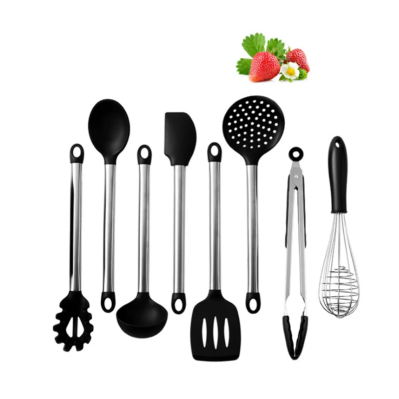 

ERMAKOVA Kitchen Utensil Set Silicone Non-Stick Cooking Utensils Set Serving Tong Spoon Spatula Tool Pasta Server Ladle Strainer