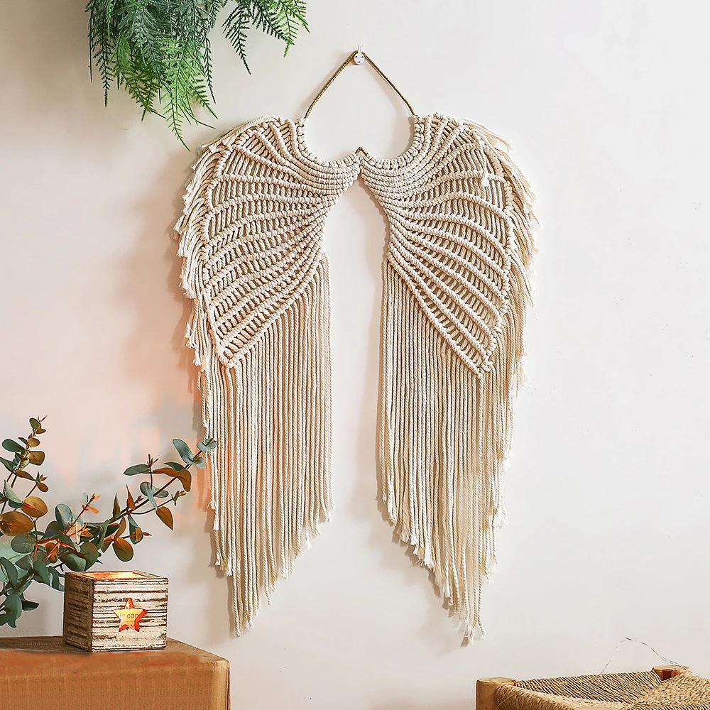 Macrame Angel Wings Wall Hanging Handmade Woven Tapestry Bohemian Art Home Room Decoration Nursery Decor Gift | Дом и сад