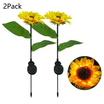 

2Pack Solar simulation Sunflower Led Light Cute Solar Garden Lights Automatic induction Lights Decoration Lawn Waterproof Light