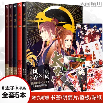 

5 books Tai zi Prince Chinese ancient style Comic picture Young beautiful man palace romance cartoon Love story by Feng nong