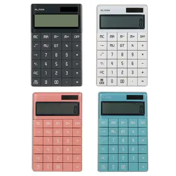 

Calculator 12-bit Widescreen Dual Power Flat Button Simple Design Solar Battery Office Calculator Basic Calculator