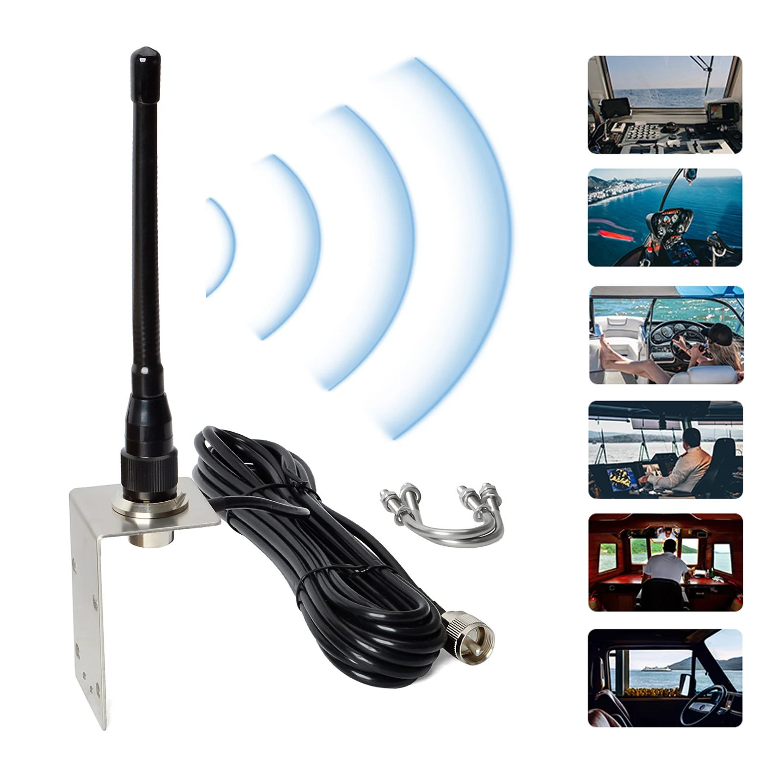 Hys Vhf 156-163Mhz Antenna In Gomma Tozza Per Barche Marine Da 6.7 Pollici Con Cavo Rg58 Da 5M (16,4 Piedi) Per Radio Icom Cobra Yaesu Midland