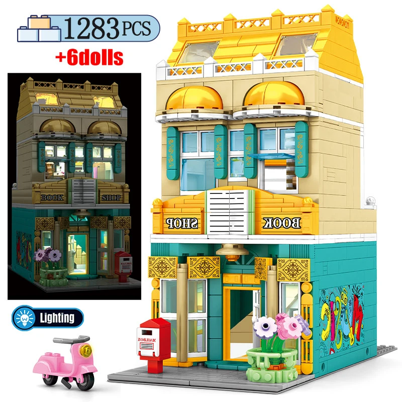 Stad Street View Led Hong Stijl Winkel Nordic Stijl Diy Koffie Huis Cijfers Speelgoed Voor kinderen|Blokken| - AliExpress