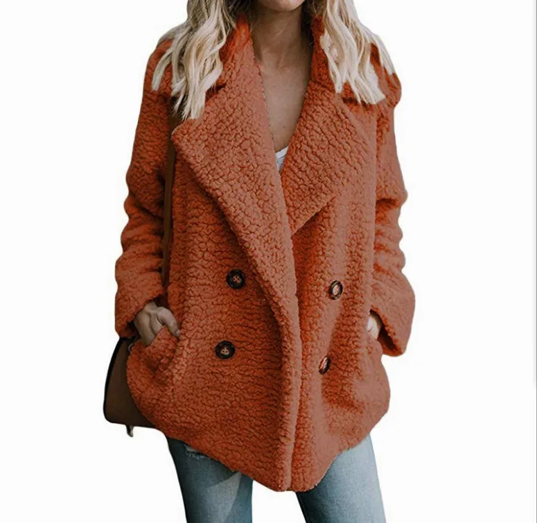 Зимнее однотонное женское осеннее пальто с широкими лацканами, свободная теплая верхняя одежда, Женский Повседневный джемпер, женское Свободное пальто из искусственного меха