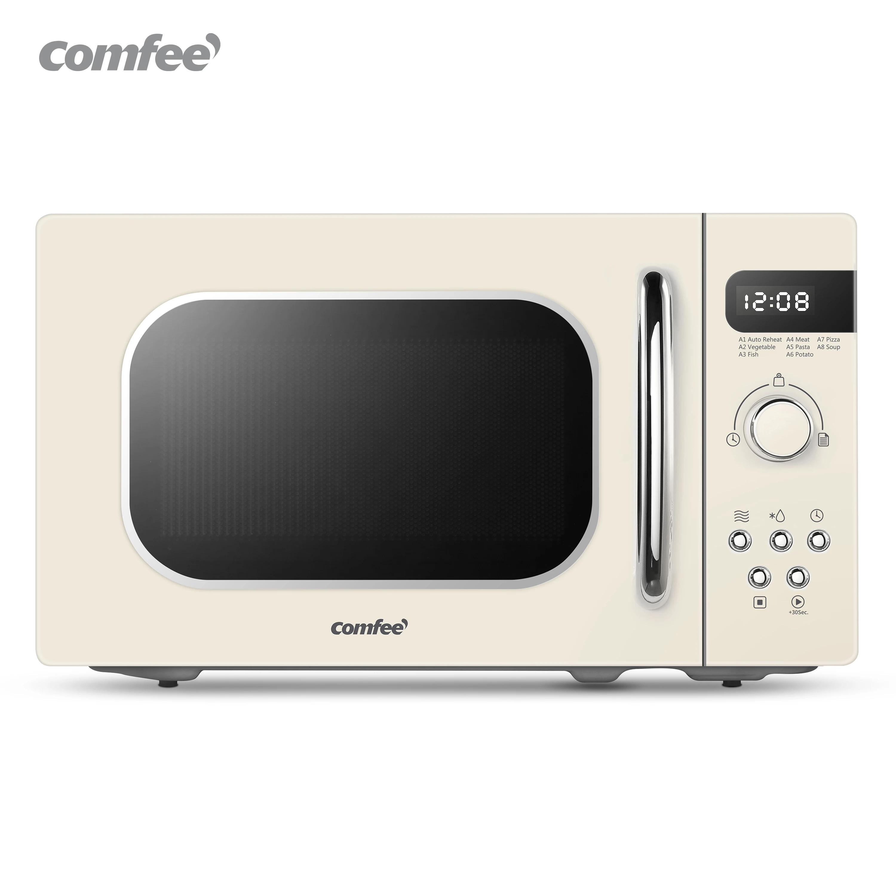 

COMFEE White Retro Style 800w 20L Microwave Oven with 8 Auto Menus 5 Cooking Power Levels and Express Cook Button Mint Green
