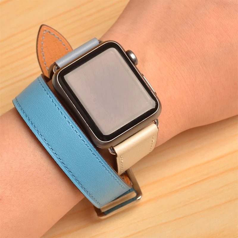 Kebitt натуральная кожа двойной тур полосы для apple watch серии 5 4 3 2 1 iwatch ремешок 38 40 мм 42 44 мм ремень для мужчин и женщин