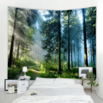 

Beautiful natural forest printed large tapestry cheap hippie wall hanging bohemian tapestries mandala wall art decor