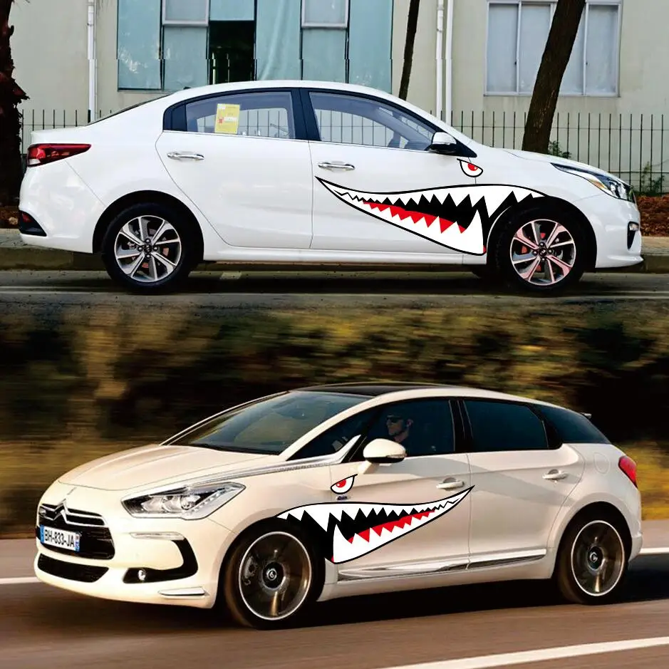 2X DIY акула рот зубы графика ПВХ автомобиля стикер наклейка для автомобиля водонепроницаемый