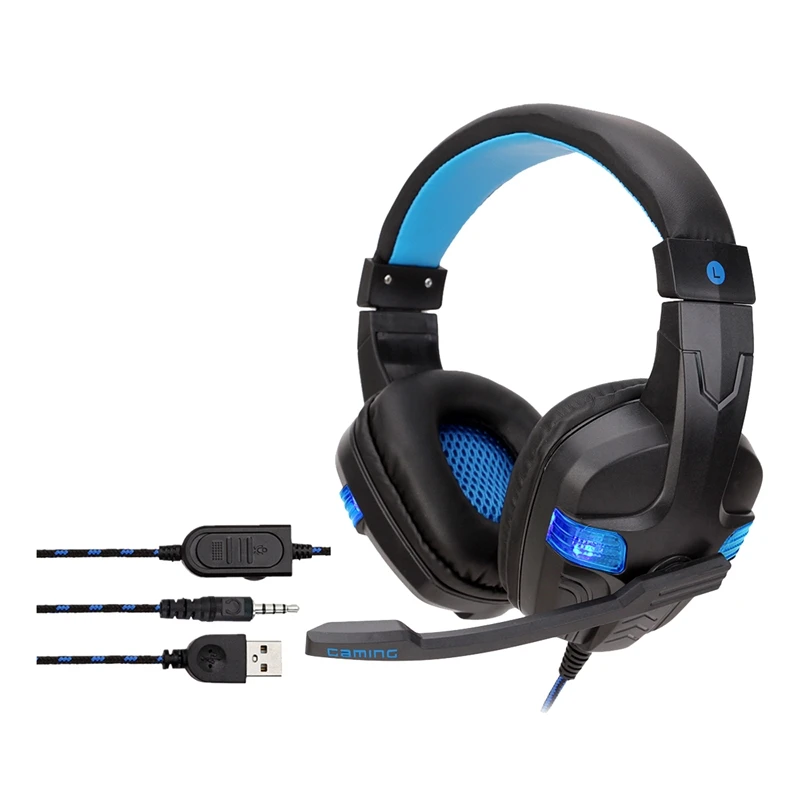 SY860MV Head Mounted Shining Game Headphones Laptop Gaming Headsets for PS4 Only