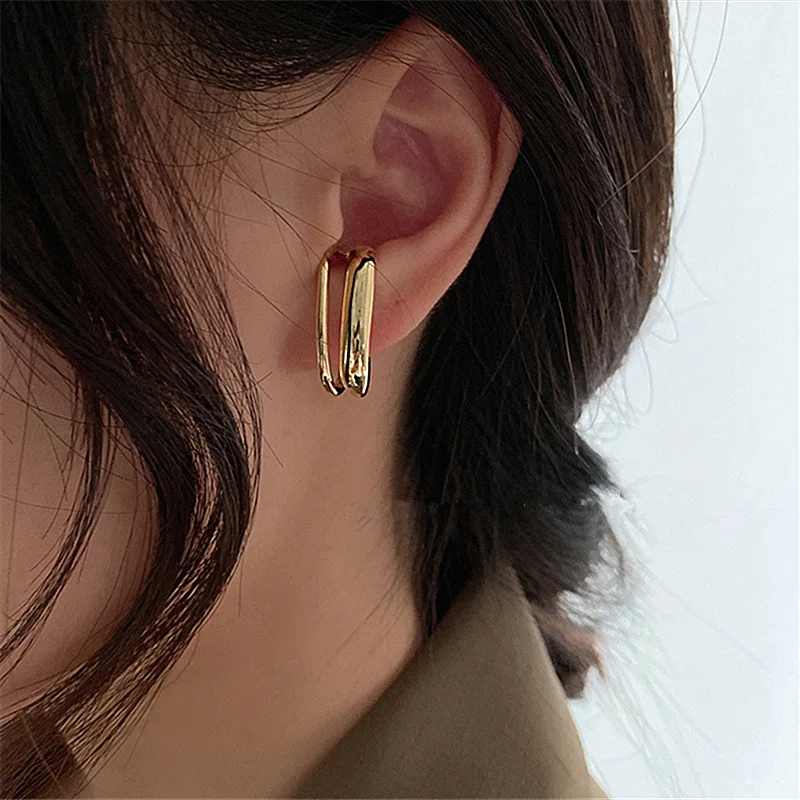 Temperament Clip On Earrings For Women Personality Metallic New Jewelry