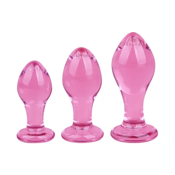 Glass Anal Plug Sex Toys For Women Pink Anal Stimulator Crystal Buttplug Men Prostate Massage Vagina Butt Plug Balls 2