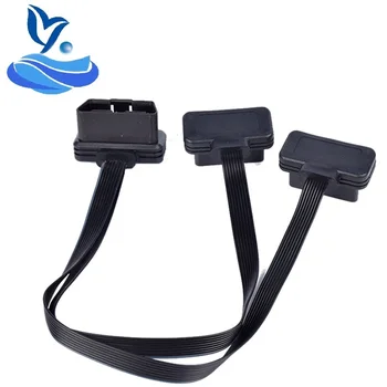 

Flat+Thin OBDII Extension Cable 16PIN Male to Female 30CM Dual Connector Y Splitter OBD OBD2 Connection as Noodle ELM327